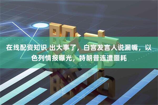 在线配资知识 出大事了，白宫发言人说漏嘴，以色列情报曝光，特朗普连遭噩耗